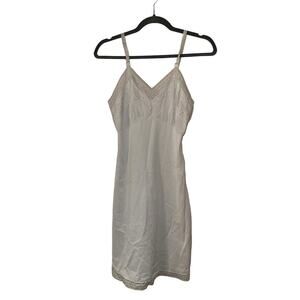 Vintage Snowdon White Satin Lace Slip Dress Lingerie Size Small